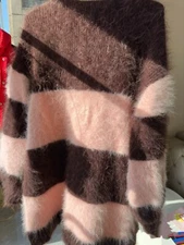 Angora Sweater Jumper Fluffy Fuzzy Super Soft Pullover Chunky Side Slit Knit