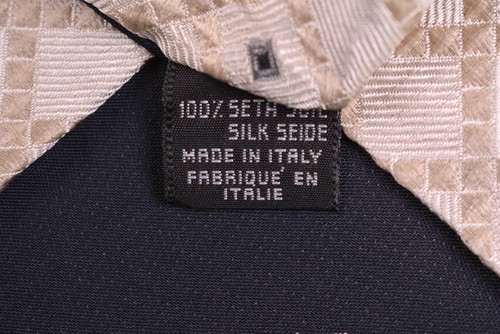 Canali Handmade in ITALY Ivory Jacquard Geometric Woven 100% Silk Tie - Picture 4 of 5