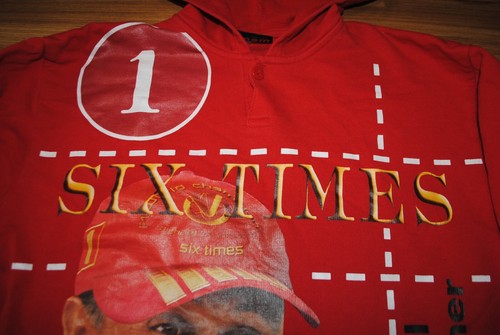VTG MICHAEL SCHUMACHER AUTOGRAPHED SIX TIMES WORLD CHAMPION HOODIE SWEATSHIRT L - Picture 2 of 10