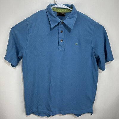 Ariat Polo Shirt Heat Series Men's XL Western Blue Golf Outdoor Camp Preformance