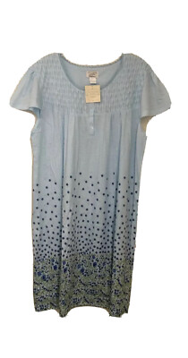 LATI FASHION WOMENS S CAREFREE NIGHTGOWN FLORAL BLUE PLUS SIZE 2X NEW.