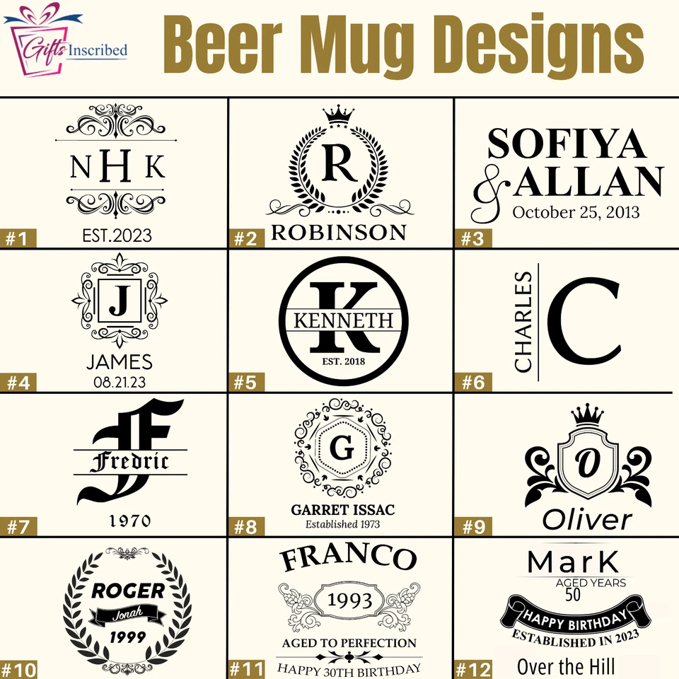 Vaso de cerveza grabado Stein - Vaso de cerveza personalizado de 16 oz con mango - Taza de cerveza vaso Foto 3 de 4