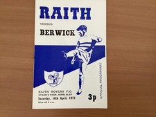 football programme Raith Rovers v Berwick Rangers 70/71