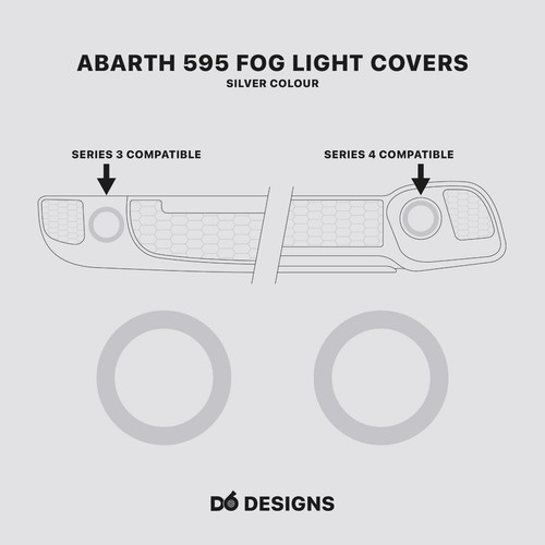 Abarth Fog Light Trim Covers / Surrounds | 595 Series 3 & 4 | Silver