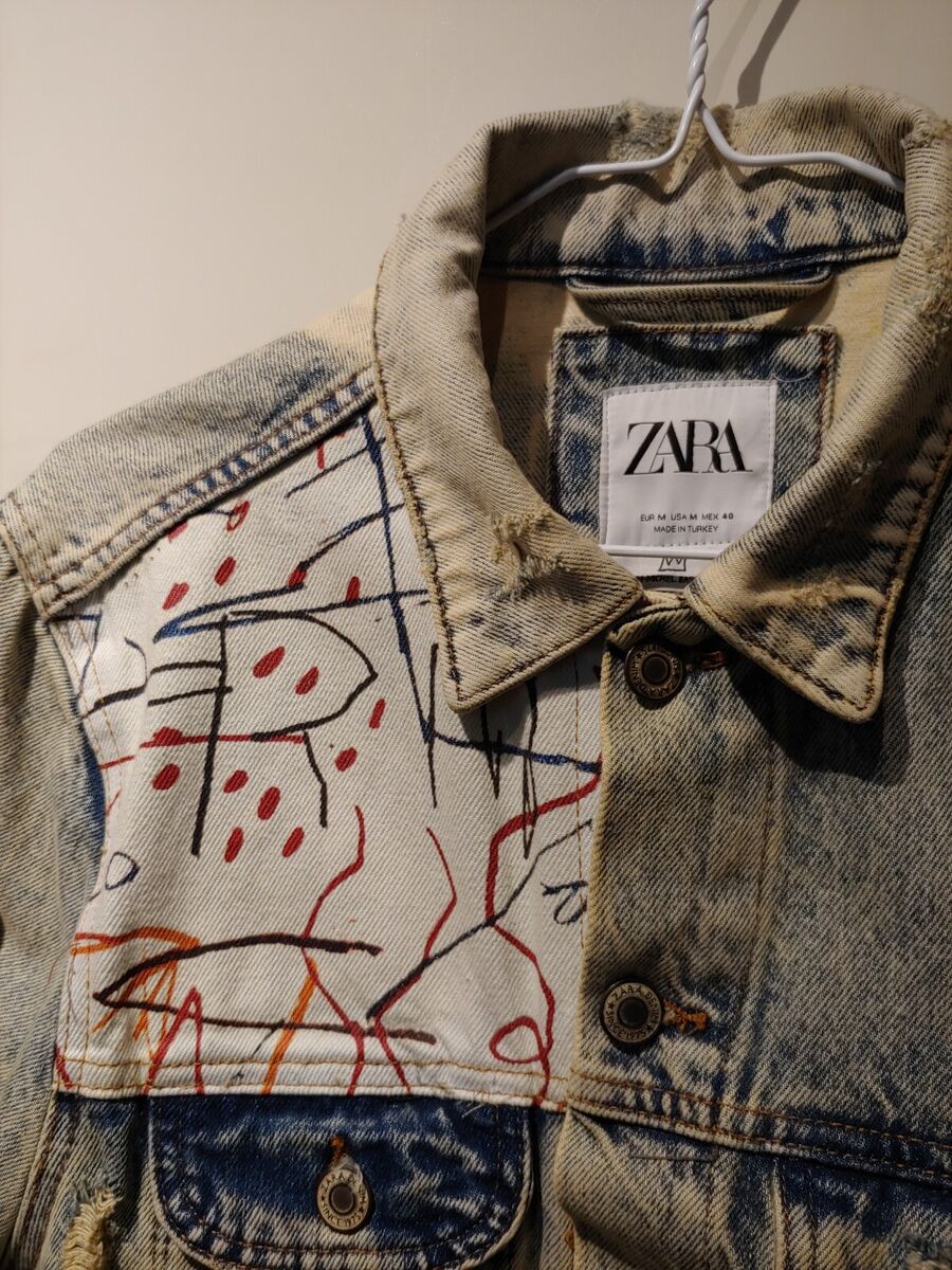 Zara x Jean-Michel Basquiat Denim Jacket Men's Medium Cotton Zara x Jean-Michel Basquiat Denim Jacket Men's Medium Cotton