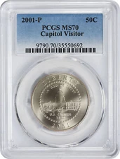 2001-P Capitol Visitor Commemorative Half Dollar MS70 PCGS Mint State 70