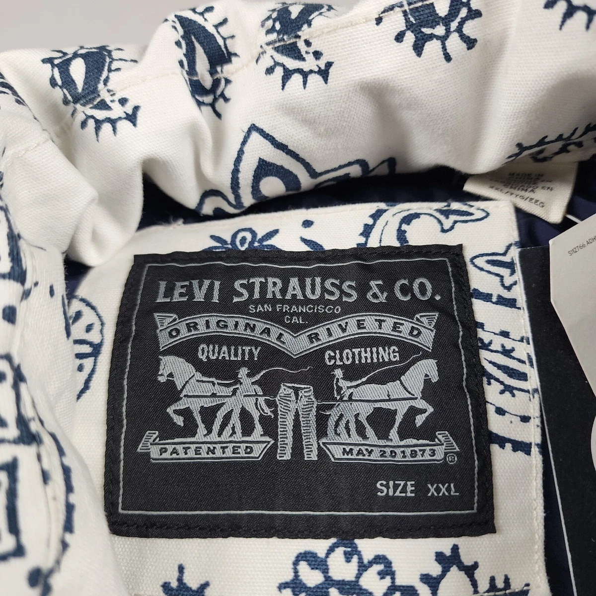 Levi's Performance Western Super Puffer Vest Mens Size XXL White Blue Down NEW