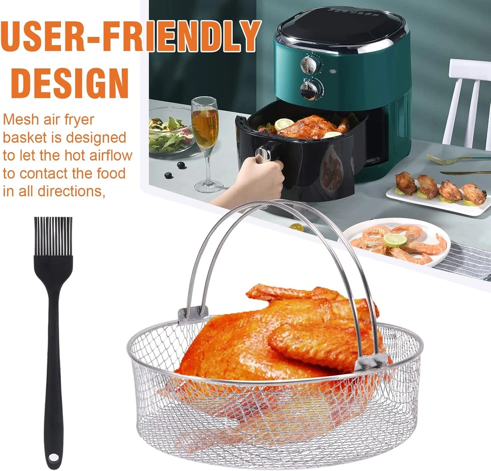Air Fryer Replacement Basket Air Fryer Steamer Basket Stainless Steel Mesh Baske