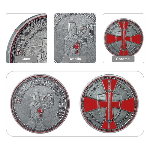 Knight Templar Challenge Coin Red Cross Religious Coin Anniversary Gifts For Men - Picture 9 of 13