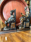 PAIR CARVED WOOD DON QUIXOTE PANCHO SANZA BOOKENDS — photo 5