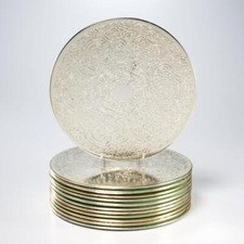 VTG Silverplate English Trivet Hot Plate Mats 12pc Set Barbara Walters Estate