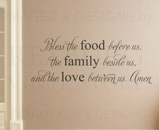 Bless the Food Family Religious Kitchen Wall Decal Vinyl Sticker Quote Art A13
