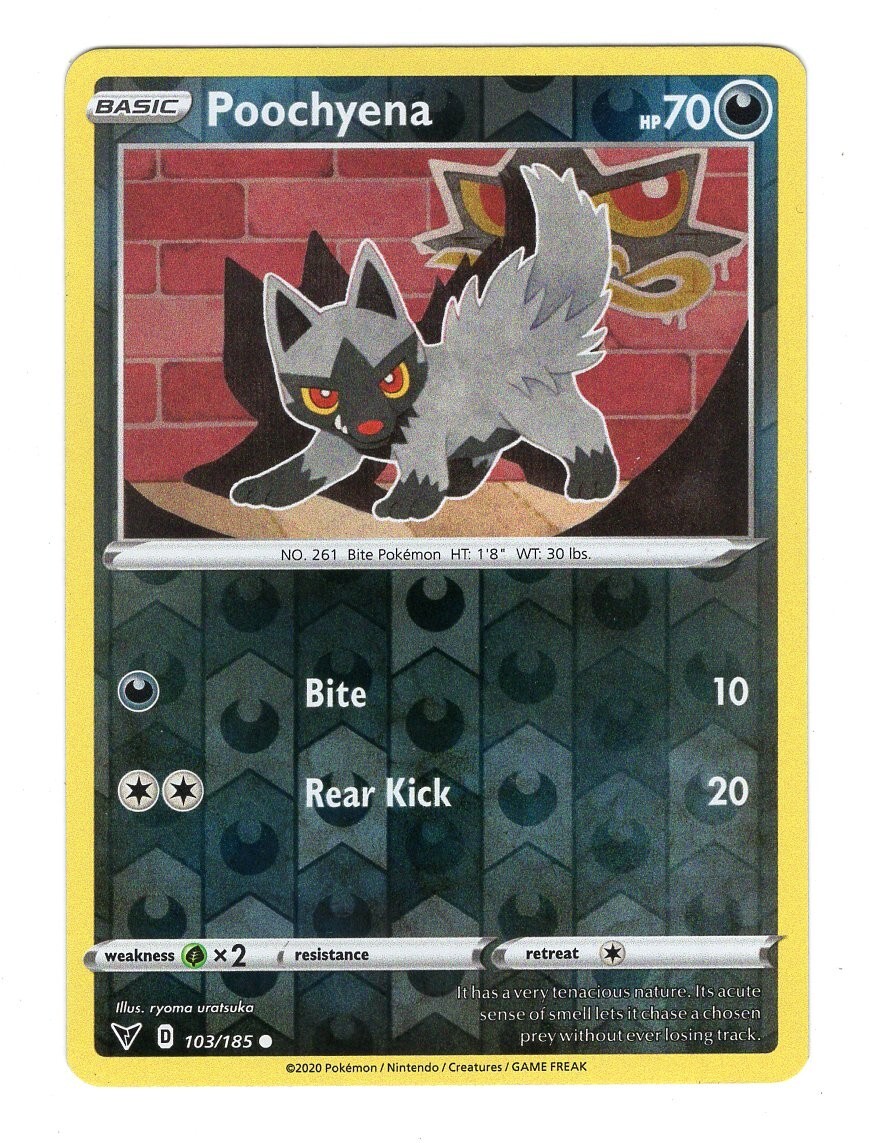 Pokemon TCG Poochyena SWSH Vivid Voltage 103/185 Reverse Holo Common Card NM