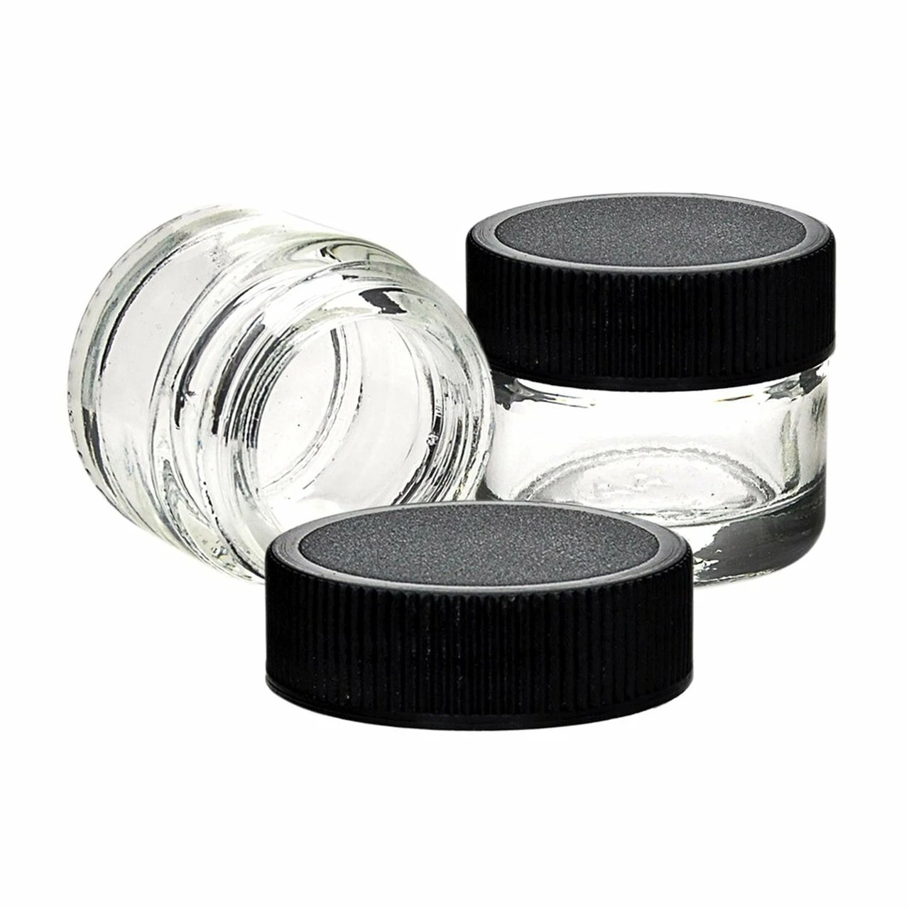 QTY 500 pcs Small Glass SZ 5ml Screw Top Lid Jars with Black Lid