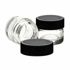 5 ML CLEAR GLASS JARS WITH BLACK CAP 24 PACK FREE SHIPPING