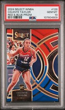 2024 PANINI SELECT WNBA #128 CELESTE TAYLOR RED & BLUE PRIZM RC #/399 PSA 10