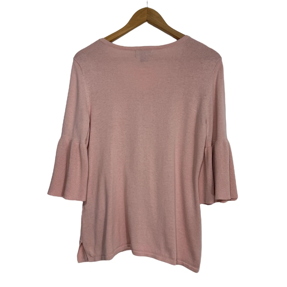 Suéter tejido manga campana rosa liso talla grande Liz Claiborne Career para mujer Foto 2 de 4