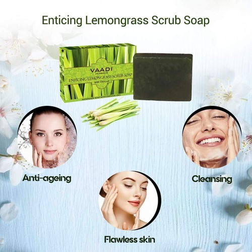 VAADI HERBALS Wert Enticing Zitronengras Peeling Seife,75g Jedes Set Von 3 - Bild 3 von 8