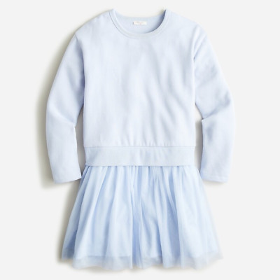 J.CREW CREWCUTS GIRLS BABY BLUE LONG SLEEVE CREWNECK MIXY DRESS WITH ...