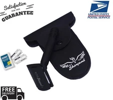 afety Razor Double Edge Wood Handle Razors + 10 Free Blades Pouch travel Kit Set