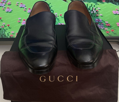 Gucci Men's Black Leather Loafers Slip On Dress Shoes Size 9.5