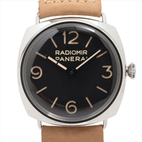 Panerai Radiomir 3 DAYS Acciaio PAM00720 SS SS & Leather Stem-winder Black Dial