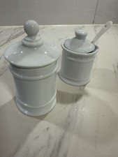 2 Stück MARMELADEN GLAS PORZELLAN GEFÄß IN WEISS ODER ZUCKERDOSE