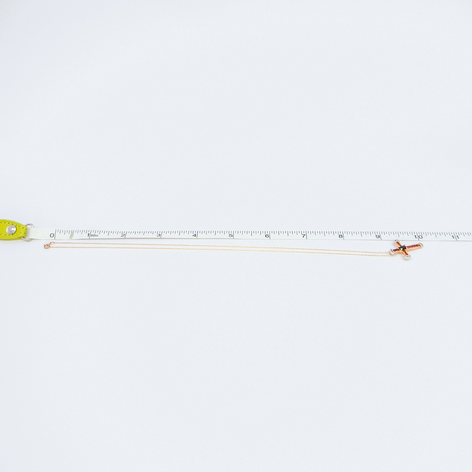 Solid 10K Yellow Gold Ruby Cross Pendant & Chain … - image 12