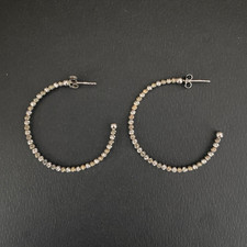 925 Silver Diamond cut beads. Round Hoop Earr...