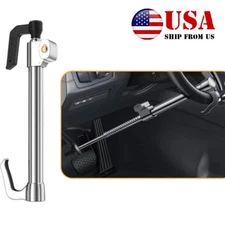 Steering Wheel Brake Lock Anti-Theft Retractable Car Clutch Pedal Lock w/2 Keys
