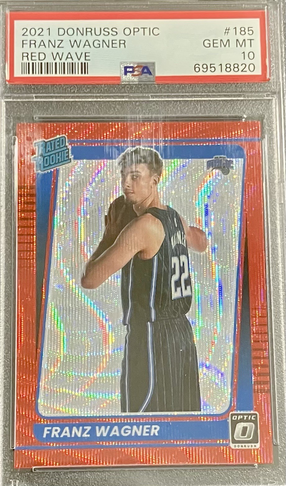 2021-22 Panini Donruss Optic #185 Franz Wagner Red Wave Rated Rookie PSA 10 RC
