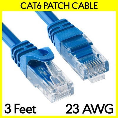 3 Feet Cat6 Cable Blue LAN Cat 6 Ethernet Patch Cord RJ45 Internet Modem Cable