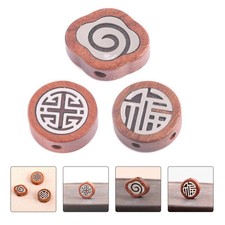 3PCS Beads Wooden Charm DIY Crafting Jewelry Bracelets Keychain Beads Charm