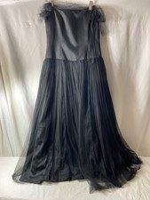 Nine West Black Satin Mesh Net Halter Tulle Gown Layers of  Fabric Sz 10