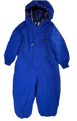 Vtg L.L.Bean  Cold Buster Hooded Snowsuit  Blue Full Front Zip Sz  24-36 Month