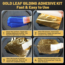 Gilding Adhesive Set 5.3Oz/150Ml Water Based Adhesive and Varnish 100 Gold Leaf