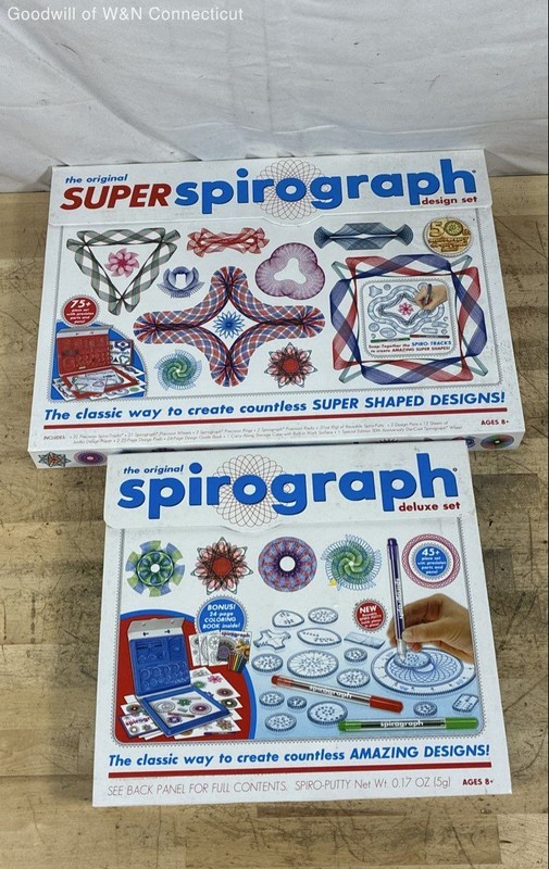 Spirograph Design Set Lot Super & Deluxe Sets 2 Pieces 50th Anniversary