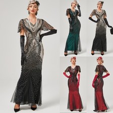 1920s Great Gatsby Flapper Dress Womens Long Sequins Costumes Christmas Party UK