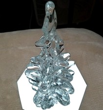 Vintage solid hand crafted art glass Christmas pine tree 8" twisted top
