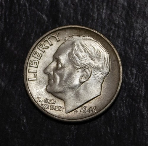 1946 S Roosevelt  Dime  Choice BU  Some Tone 90% Silver  Lot F 770