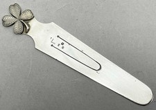 ANTIQUE STERLING SILVER BOOKMARK by SAMPSON MORDAN & CO 1898 - 4 LEAF CLOVER