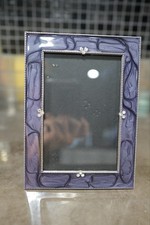 Purple Enamel Beaded Picture Frame with Rhinestones 7.5x5.5 Holds 4x5 Photo