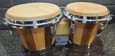 Tunable Bongo Drums 7 & 8" Premium Hardwood Natural Hide Head