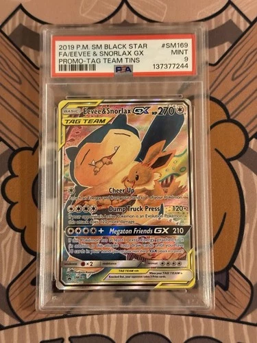 Eevee & Snorlax GX Tag Team Promo Card SM169 PSA 9 Mint