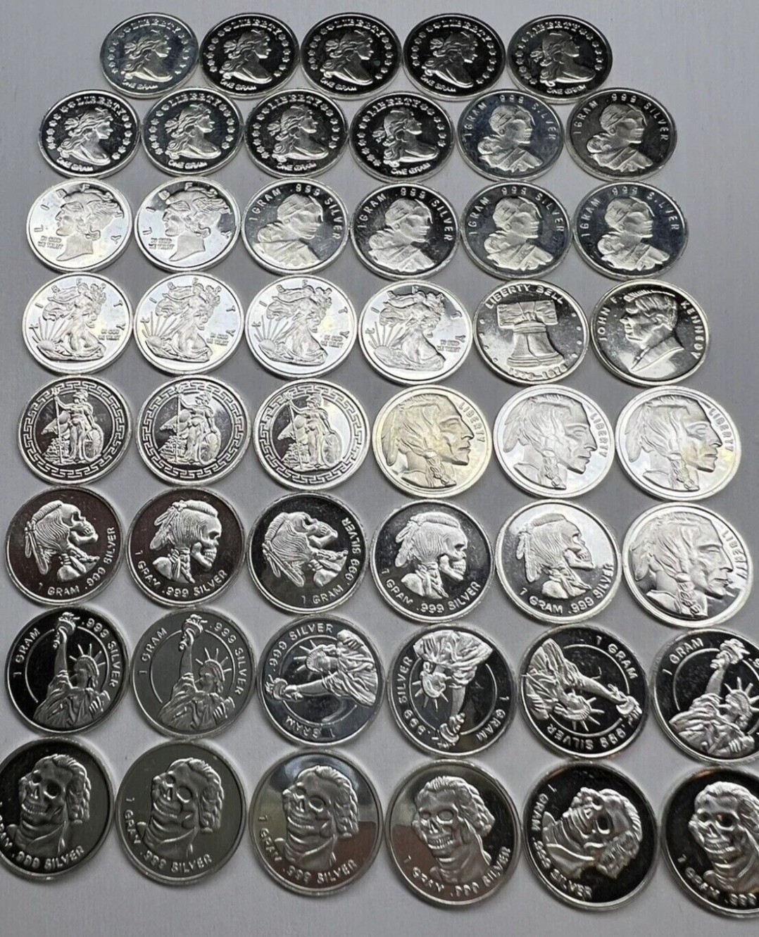 (40x) Piezas de Plata Fina Pura .999 Premium Raro Nuevo Lingotes Lote Diseños
