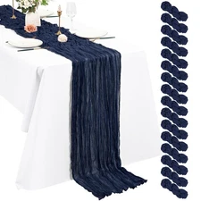 16 Pack Navy Blue Cheesecloth Table Runner, 10Ft Boho Gauze Table Runner 21x1...