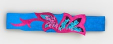 Women s Vintage Hook And Loop And Suede Waist Belt Teal And Fuscia Size S