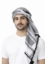 Black White Arab Palestinian Keffiyeh/Shemagh Head Cover