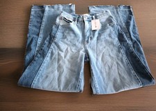 New Jessica Simpson Freesia Multi Color High Rise Wide Leg Jean-Size 2- Raw Cut