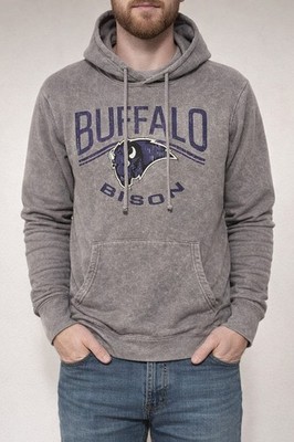 Pel Athletic Buffalo Sz L Bison Gray Hoodie Fleece Sweatshirt  Adult. New 